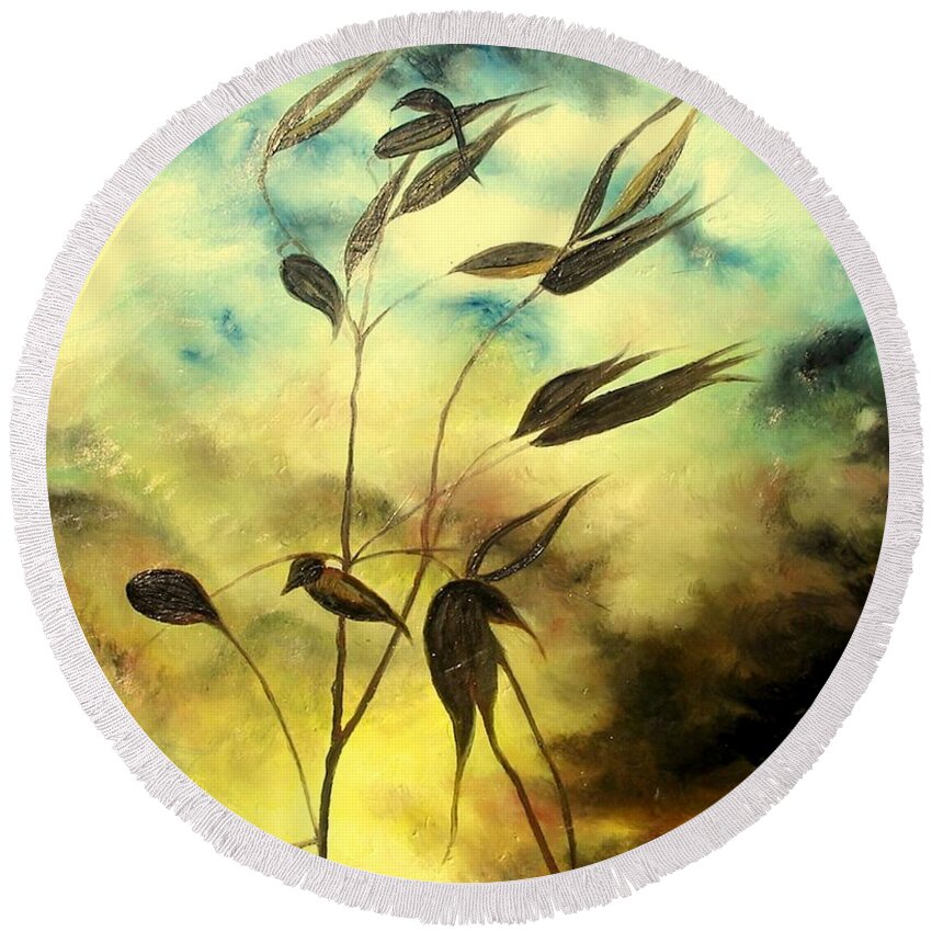 Ilusion Round Beach Towel featuring the painting Ilusion by Sorin Apostolescu