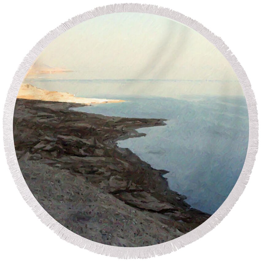 Jerusalem Round Beach Towel featuring the photograph Impressionist of the Dead Sea by Doc Braham
