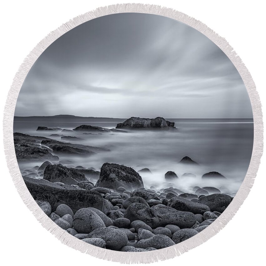 Acadia Round Beach Towel featuring the photograph In A Tidal Wave Of Mystery by Evelina Kremsdorf
