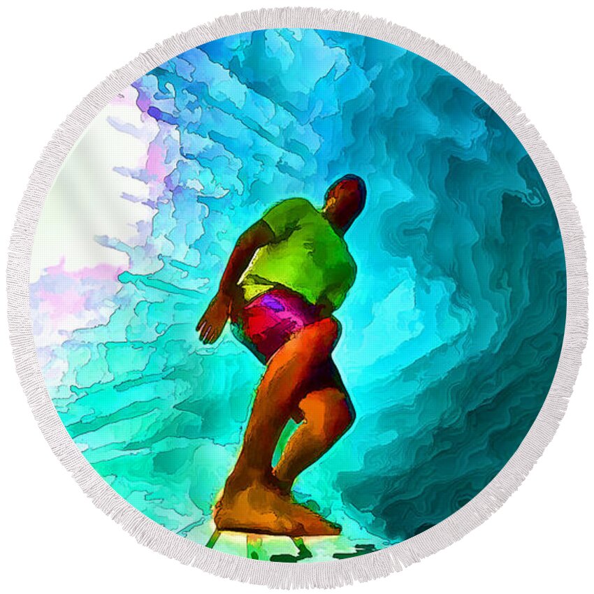 Surfing Round Beach Towel featuring the digital art Go With The Flow by ABeautifulSky Photography by Bill Caldwell