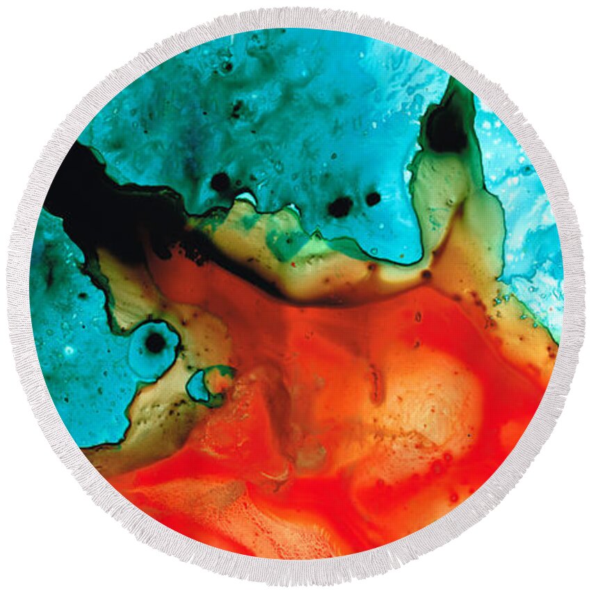 Abstract Round Beach Towel featuring the painting Infinite Color - Abstract Art By Sharon Cummings by Sharon Cummings