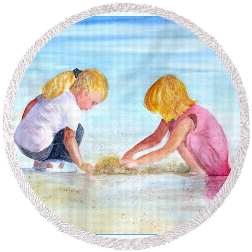 Water Round Beach Towel featuring the painting Innocence by Mariarosa Rockefeller