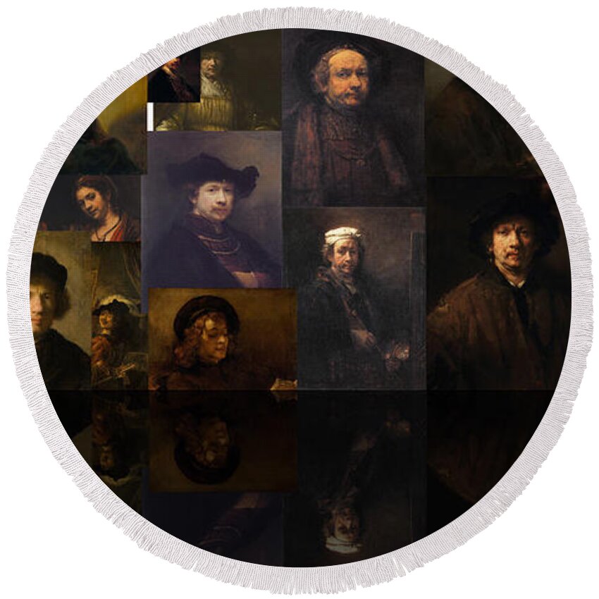 Rembrandt Harmenszoon Van Rijn Round Beach Towel featuring the painting Into The Night by David Bridburg