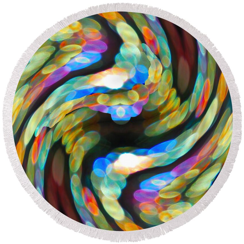 Bright And Colorful Photograph Of A Household Object  Round Beach Towel featuring the digital art Irradescent by Priscilla Batzell Expressionist Art Studio Gallery