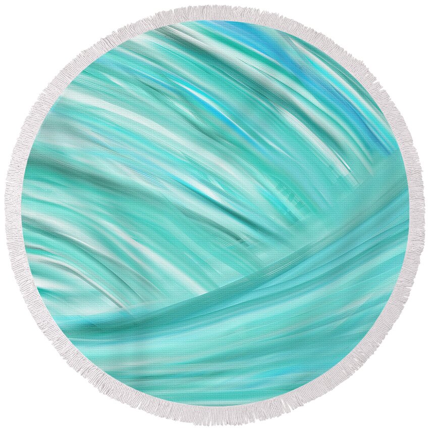 Turquoise Round Beach Towel featuring the painting Island Time by Lourry Legarde