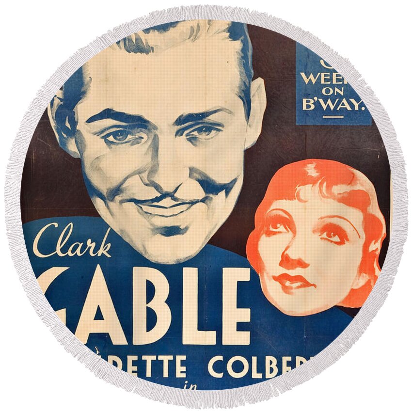 Movie Poster Round Beach Towel featuring the photograph It Happened One Night - 1934 by Georgia Clare