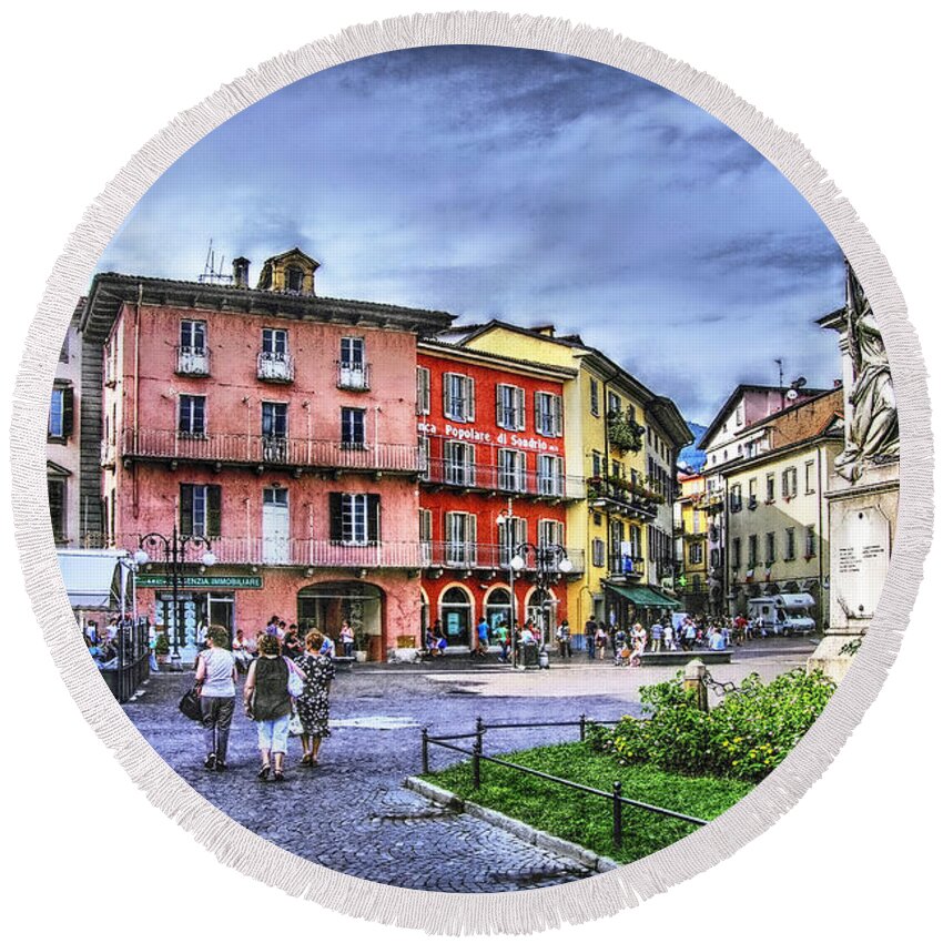 Italy Round Beach Towel featuring the photograph Italian Small Town by Hanny Heim