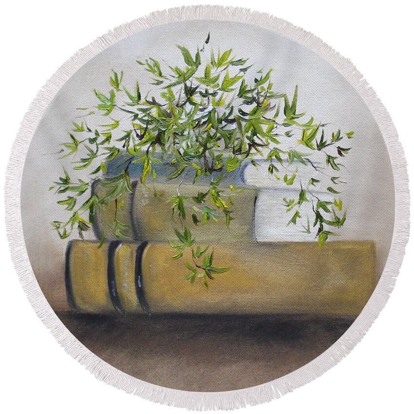Still Life Round Beach Towel featuring the painting Ivy League by Judith Rhue
