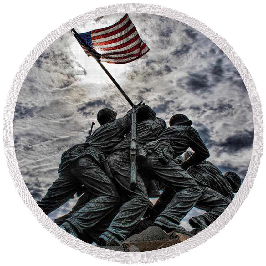 Flag Round Beach Towel featuring the photograph Iwo Jima by Erika Fawcett