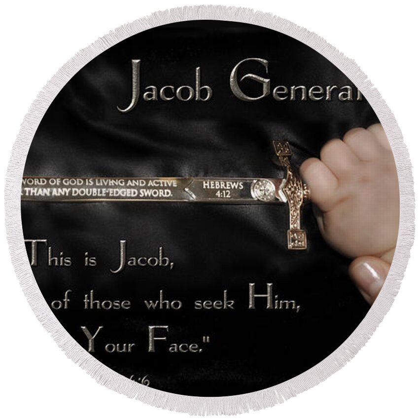 Jacob Generation Art Round Beach Towel featuring the digital art Jacob Generation by Constance Woods