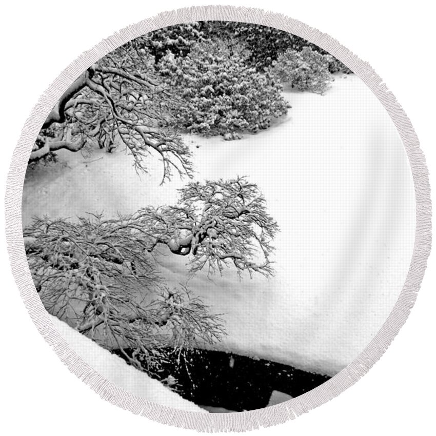 Snow Round Beach Towel featuring the digital art Japanese Maple by Bruce Rolff