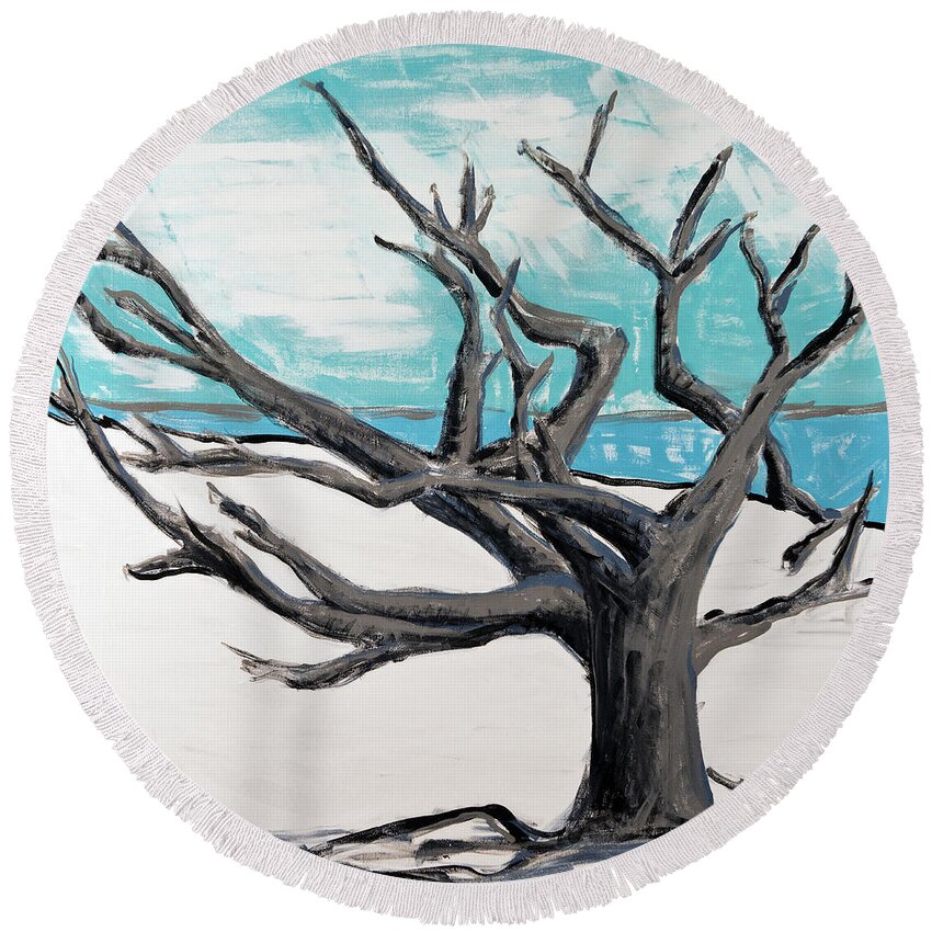 Island Round Beach Towel featuring the painting Jekyll - Drifting Away by Rebecca Weeks