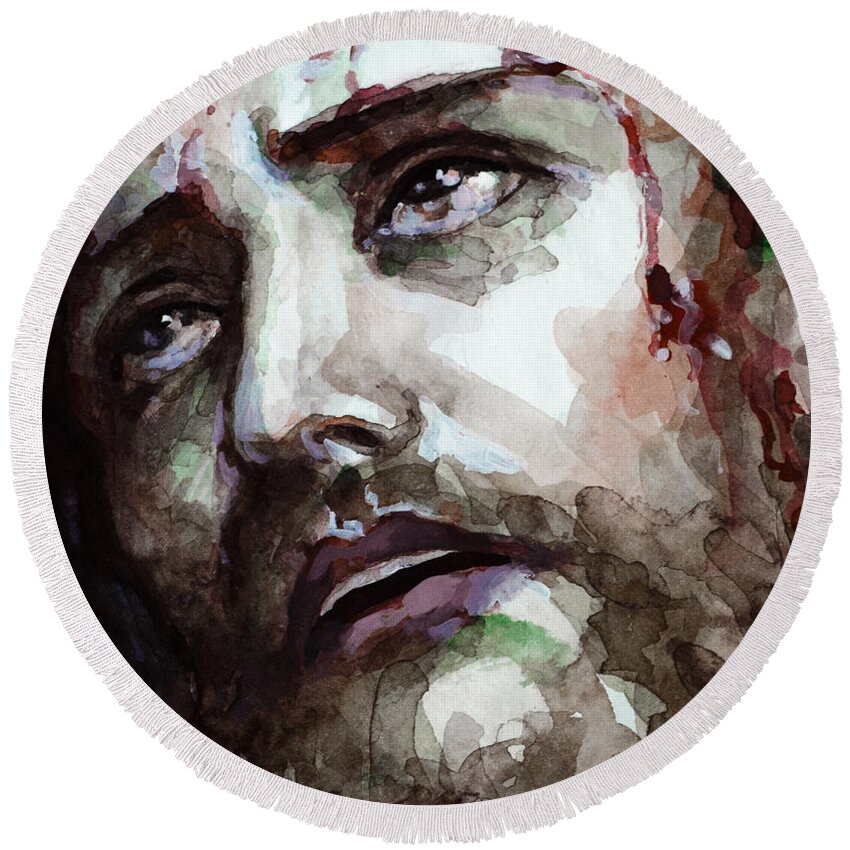 Jesus Round Beach Towel featuring the painting Jesus Suffering by Laur Iduc
