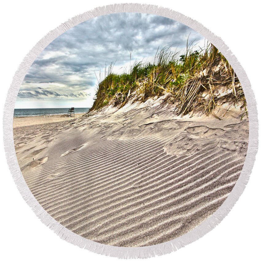 Jetty Round Beach Towel featuring the photograph Jetty Four Dune Stripes by Robert Seifert