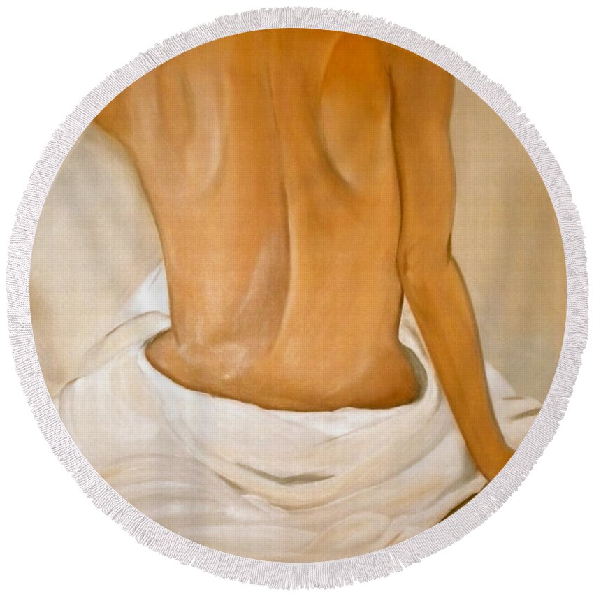 Woman Round Beach Towel featuring the painting Jo's Bath by Debi Starr