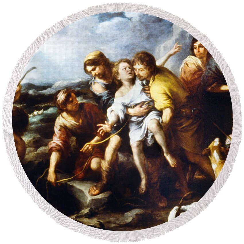 Baroque Round Beach Towel featuring the painting Joseph And His Brethren by Granger