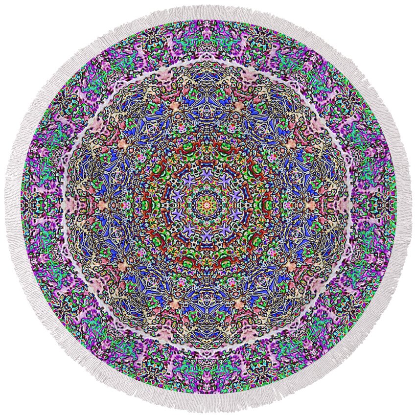 Abstract Round Beach Towel featuring the photograph Kaleidoscope by Robyn King