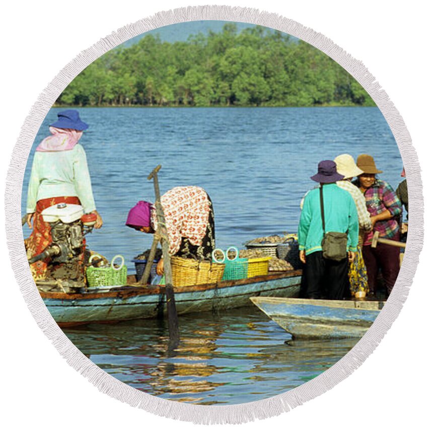 Cambodia Round Beach Towel featuring the photograph Kampot River by Rick Piper Photography