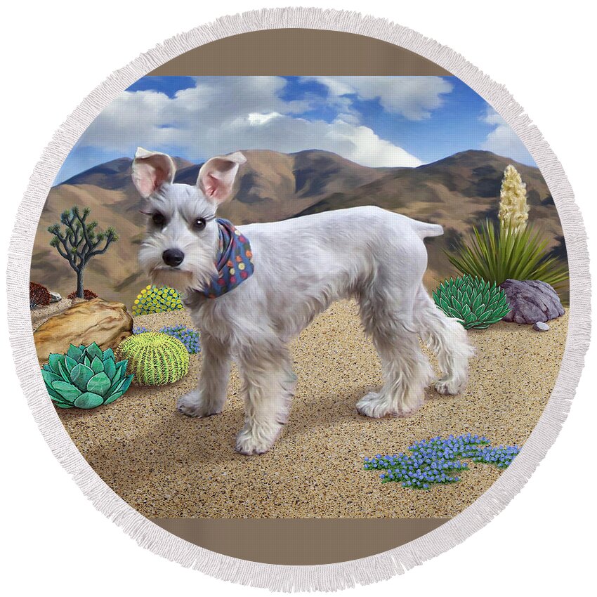 Dog Round Beach Towel featuring the digital art Katheryn's Pup by Snake Jagger