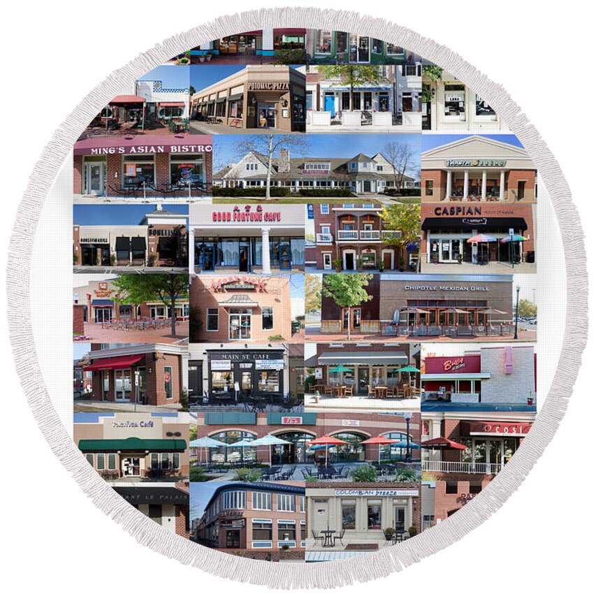 Restaurant Round Beach Towel featuring the photograph Kentlands Restaurants 2011 by Thomas Marchessault