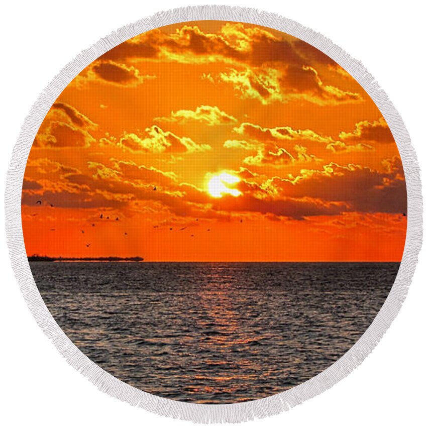 Sunset Round Beach Towel featuring the photograph Key West Sunset 11 by Bob Slitzan