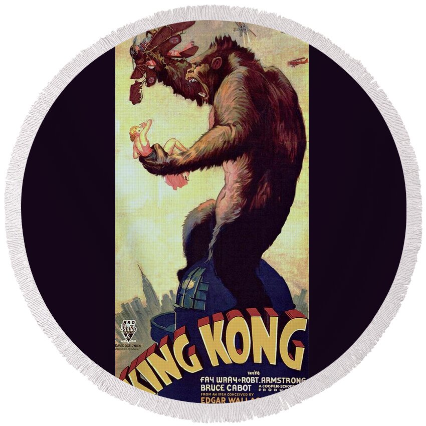 King Kong Round Beach Towel featuring the photograph King Kong by Movie Poster Prints