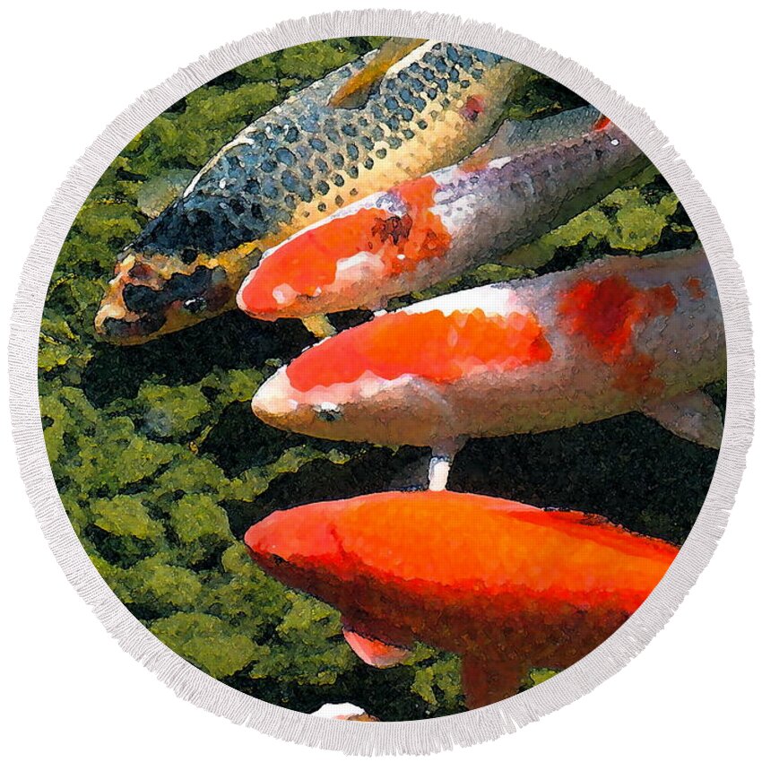 Fish Round Beach Towel featuring the photograph Koi 10 by Pamela Cooper