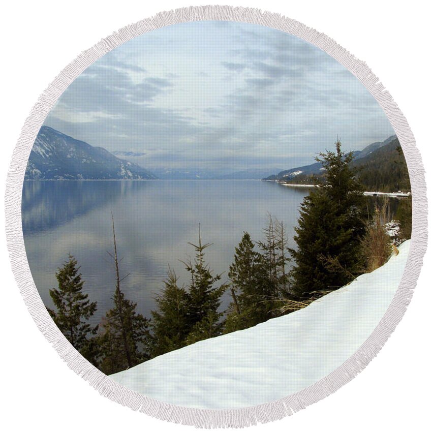 Christmas Round Beach Towel featuring the photograph Kootenay Paradise by Leone Lund