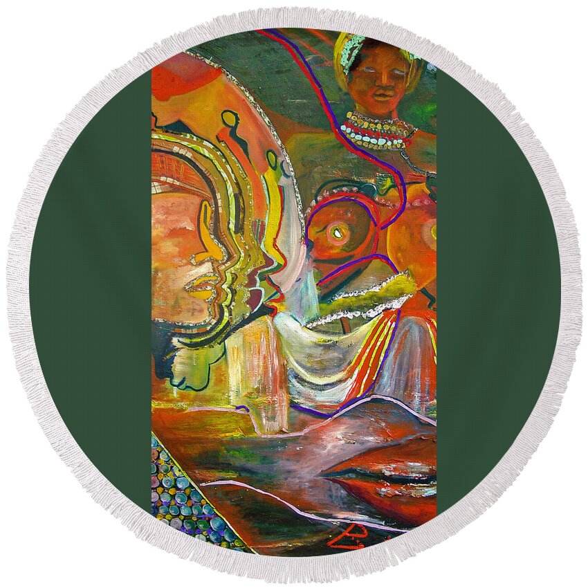Impressionism Round Beach Towel featuring the painting Koulikoro Woman by Peggy Blood