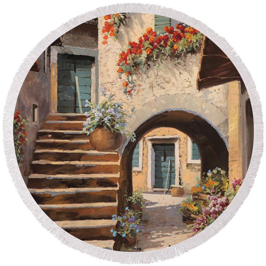 Arch Round Beach Towel featuring the painting La Porta Dopo L'arco by Guido Borelli