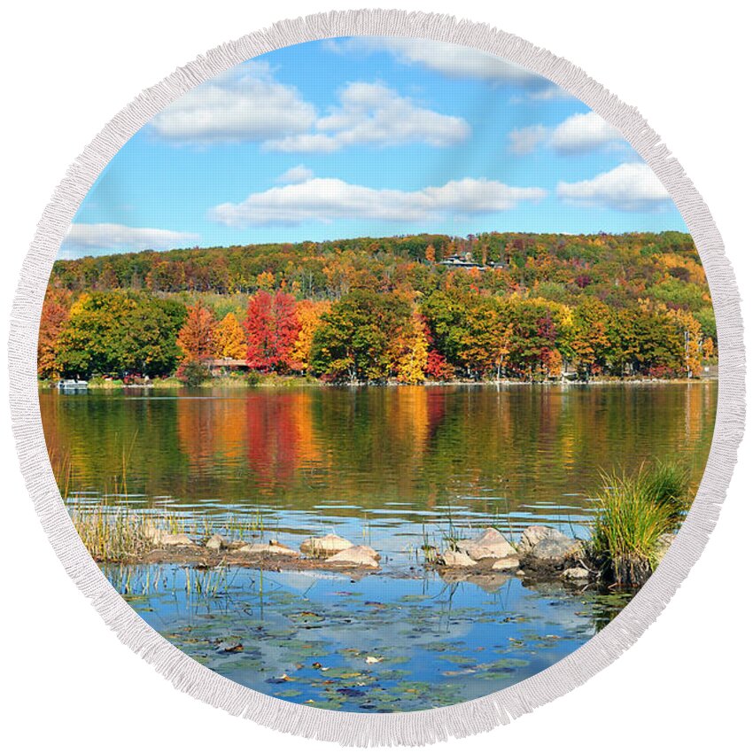 Lake Antoine Round Beach Towel featuring the photograph Lake Antoine by Gwen Gibson