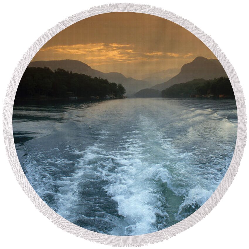 North Carolina Round Beach Towel featuring the photograph Lake Lure, Nc by Bruce Roberts