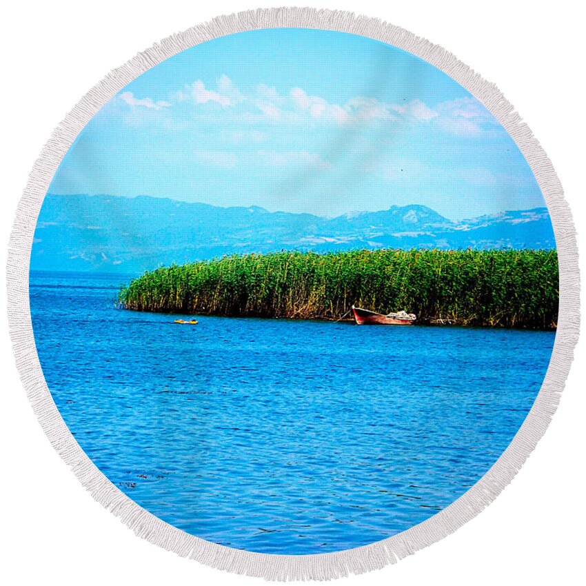 Lake Round Beach Towel featuring the photograph Lakeview by Zafer Gurel