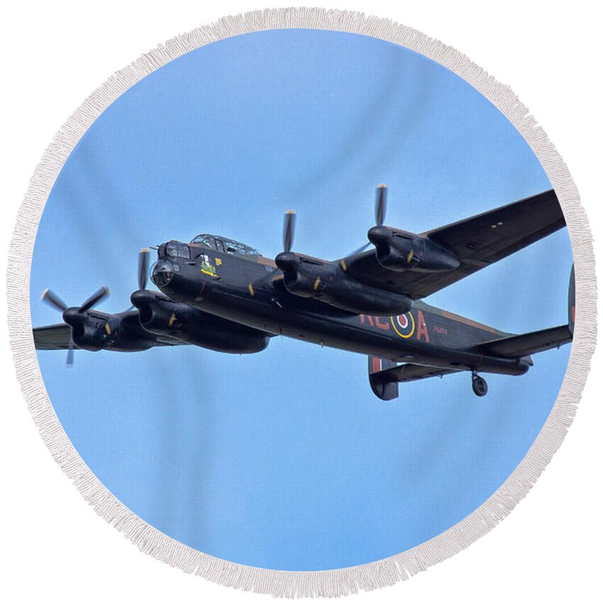 Lancaster Round Beach Towel featuring the photograph Lancaster Bomber by Scott Carruthers