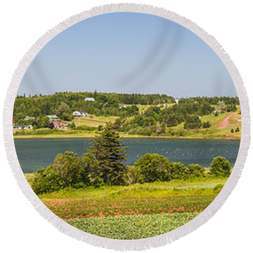 Pei Round Beach Towel featuring the photograph Landscape panorama of Prince Edward Island by Elena Elisseeva