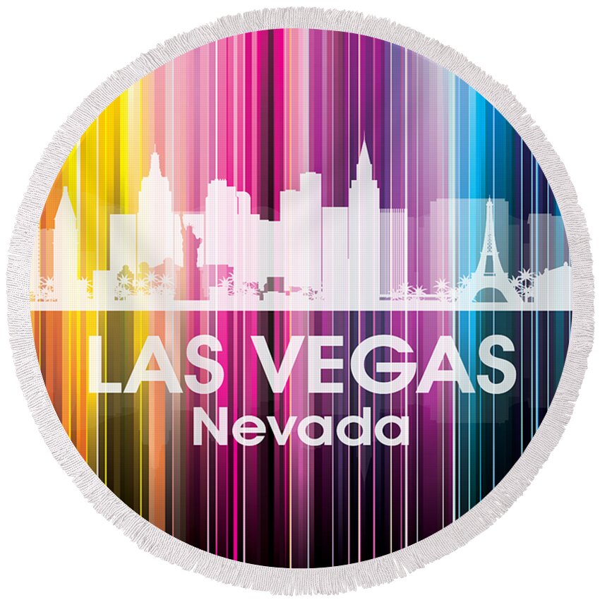 Las Vegas Round Beach Towel featuring the mixed media Las Vegas NV 2 by Angelina Tamez