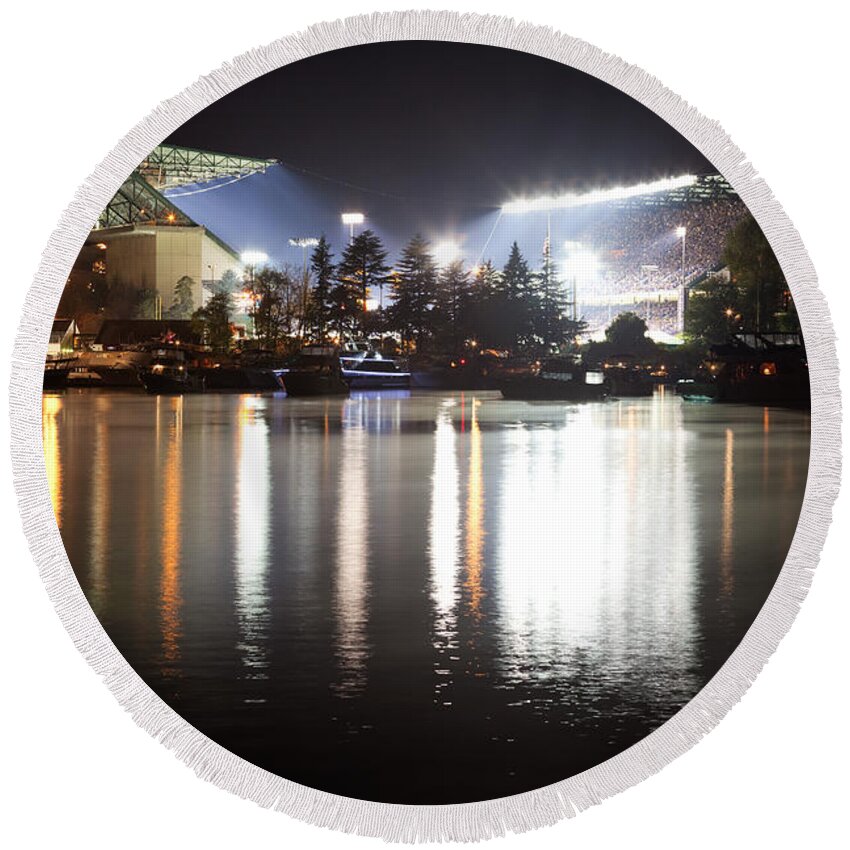 Husky Stadium Round Beach Towel featuring the photograph Last Game at the Old Husky Stadium by Max Waugh