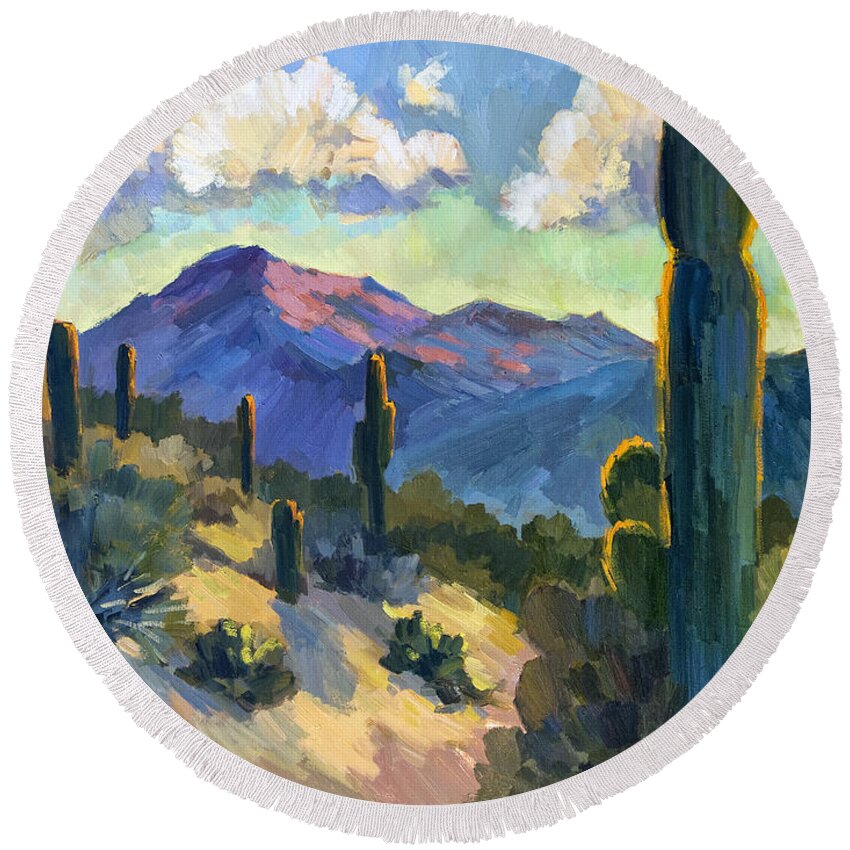 Late Afternoon Tucson Round Beach Towel Late Afternoon Tucson Round Beach Towel