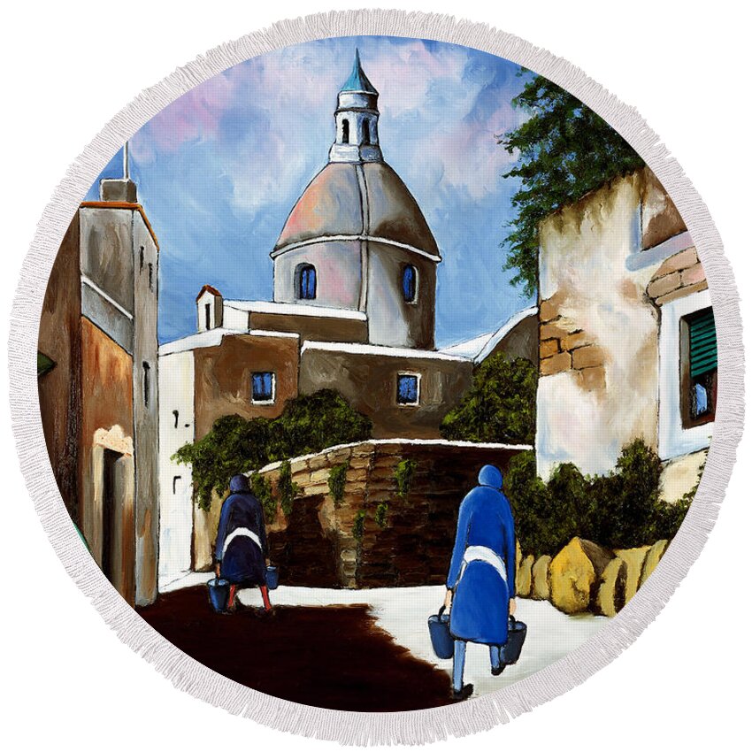 Church Dome Round Beach Towel featuring the painting Le Dome by William Cain