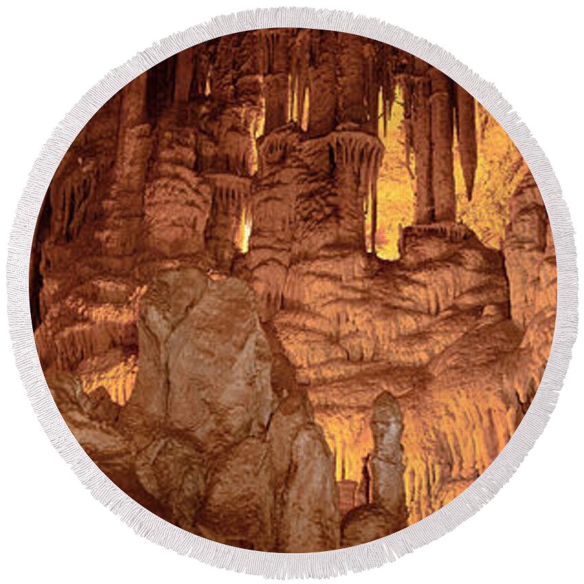 Geology Round Beach Towel featuring the photograph Lehman Caves At Great Basin Np by Ron Sanford