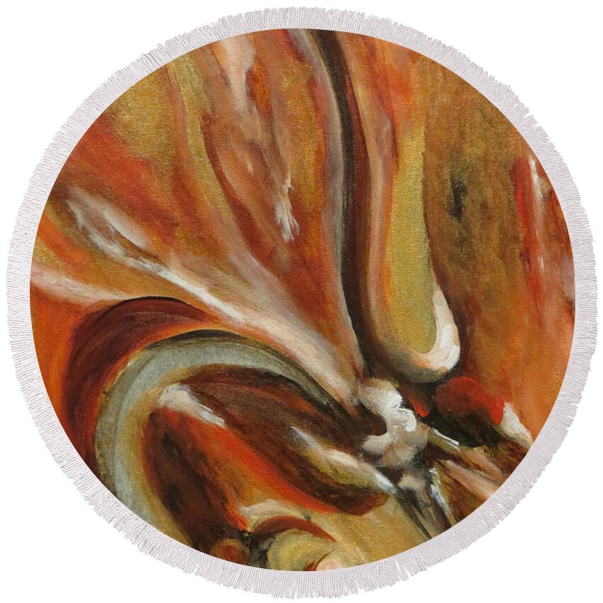 Abstract Round Beach Towel featuring the painting Let It Go by Soraya Silvestri