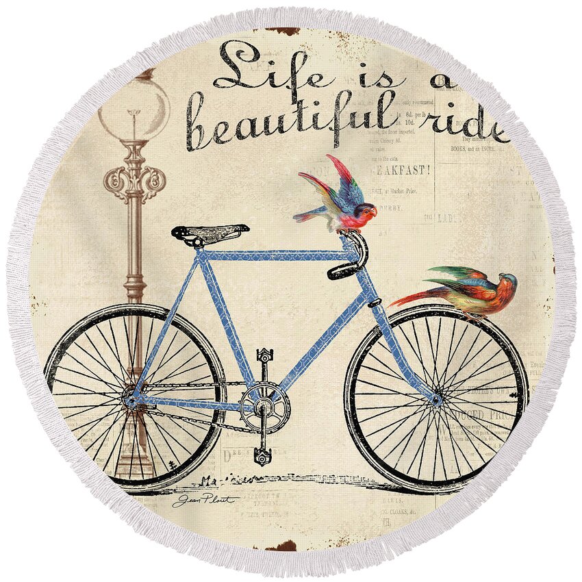 Digital Round Beach Towel featuring the digital art Life is a Beautiful Ride by Jean Plout