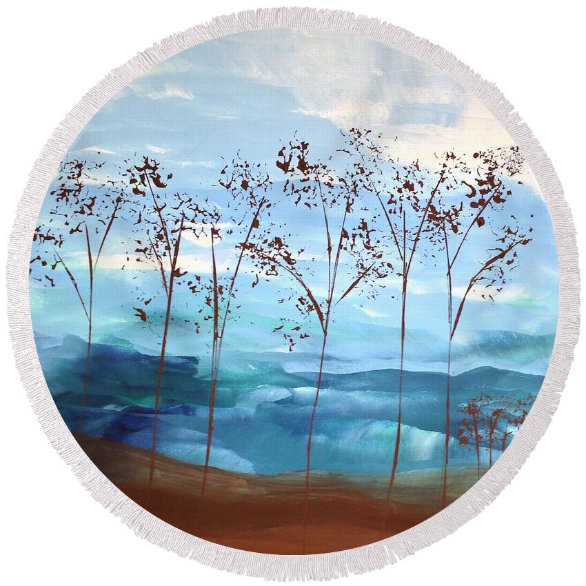 Sky Round Beach Towel featuring the painting Light Breeze by Linda Bailey