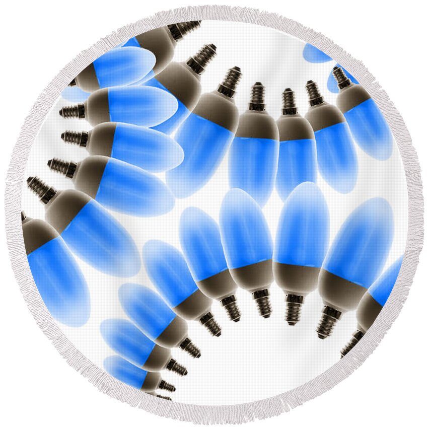 Abstract Round Beach Towel featuring the photograph Light Bulbs, Artwork by Sigrid Gombert