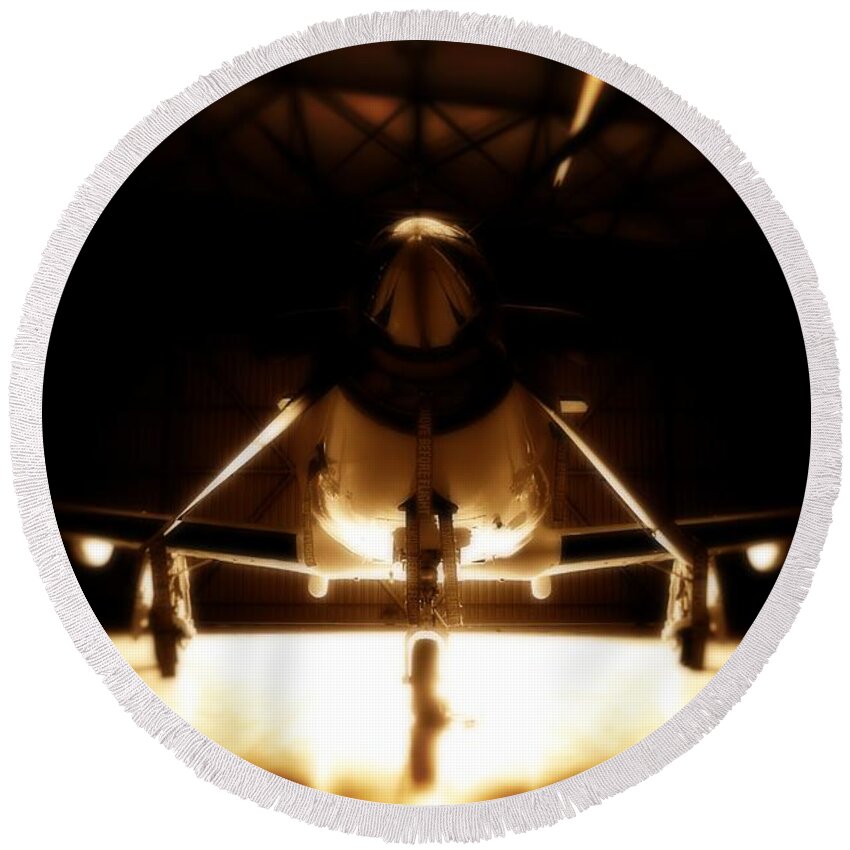 Pilatus Pc12 Golden Eagle Round Beach Towel featuring the photograph Light from Below by Paul Job