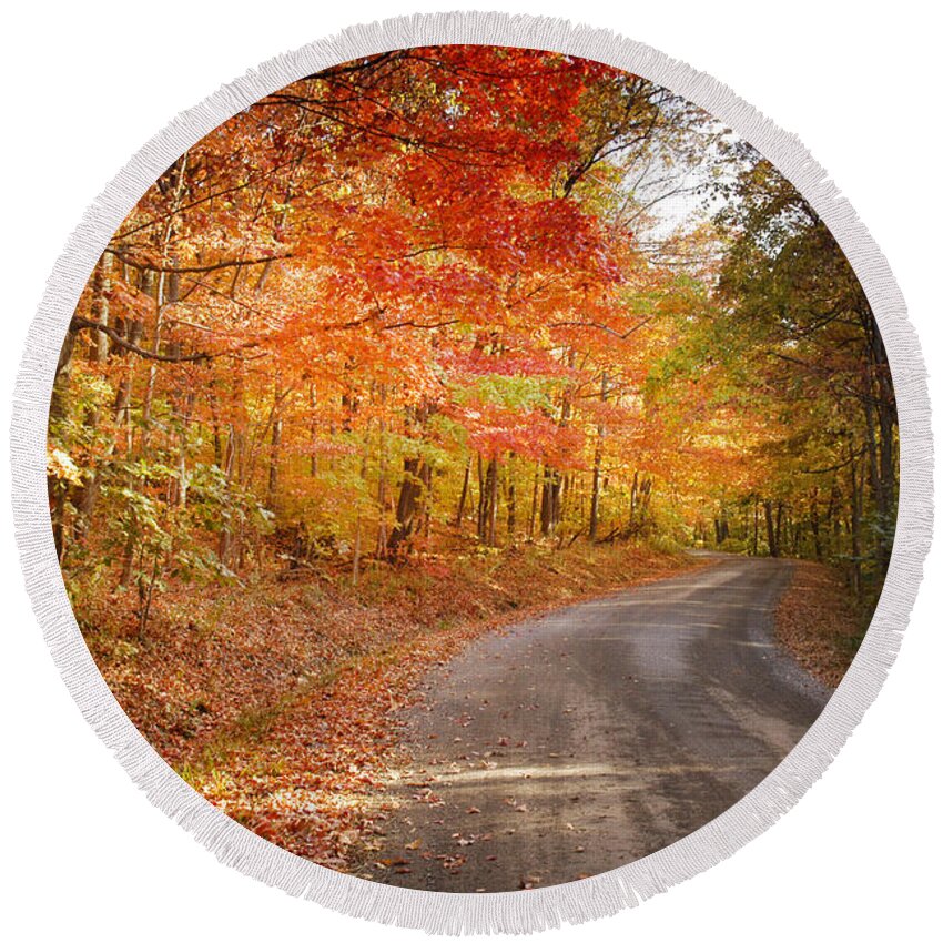 Light Of Autumn Round Beach Towel featuring the photograph Light of Autumn by Randall Branham