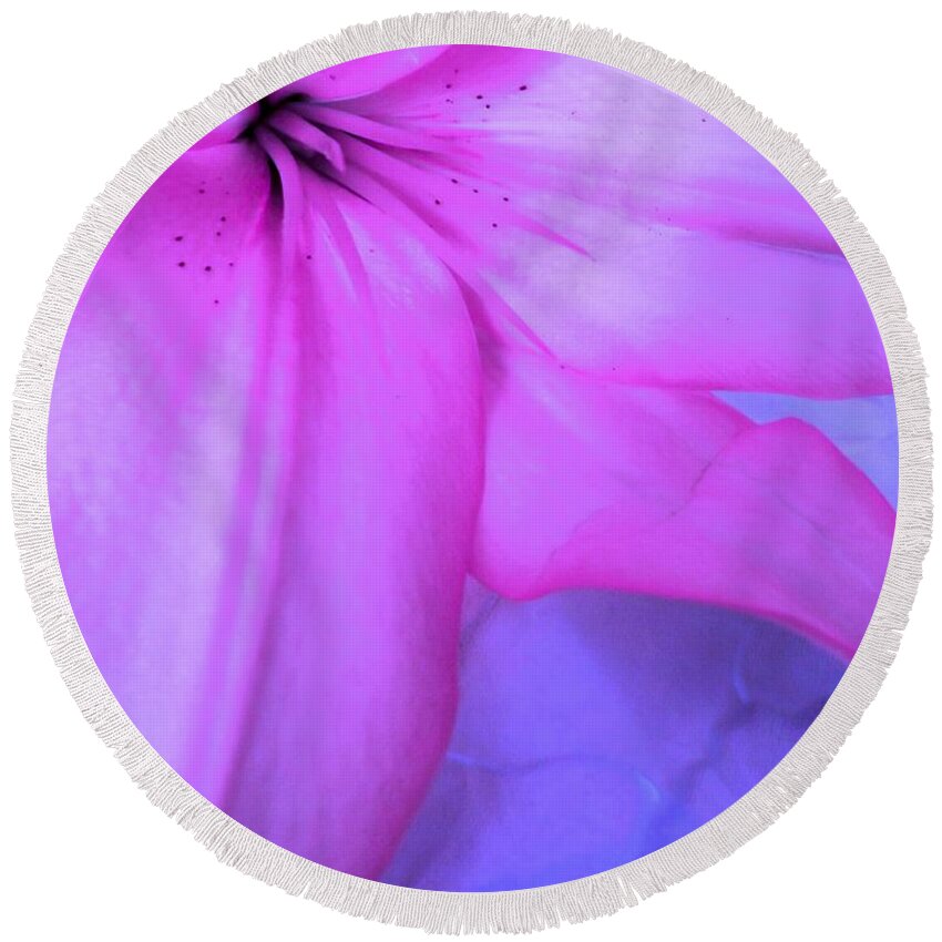 Lily Round Beach Towel featuring the photograph Lily - Digital Art by Robyn King