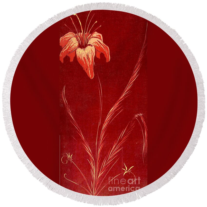 Lily Round Beach Towel featuring the painting Lily - Limited Edition 1 of 4 by Michelle Bien