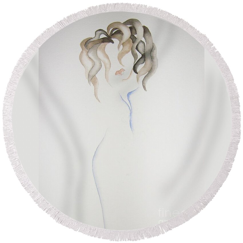 Body Round Beach Towel featuring the painting Lily by Pamela Henry