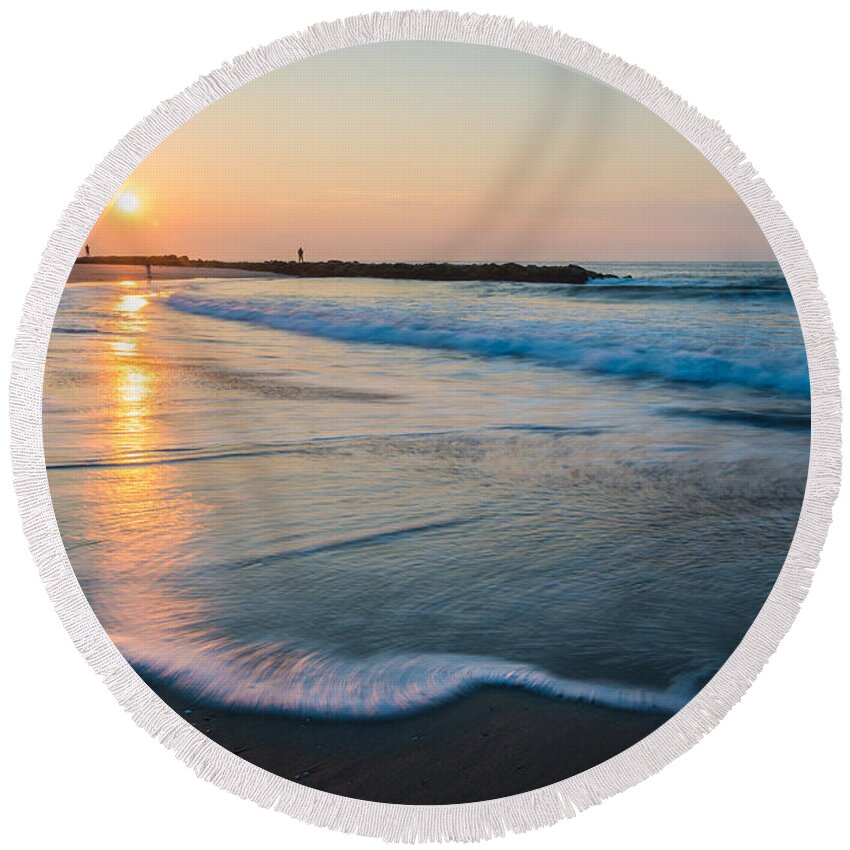 New Jersey Round Beach Towel featuring the photograph Liquid Sun by Kristopher Schoenleber